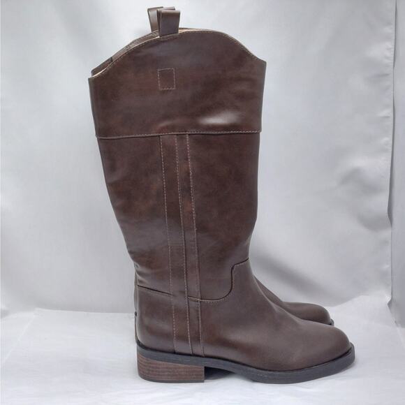 Crown Vintage Fyan Riding Boots Women’s 8W Brown Wide Calf Knee High Equestrian - Picture 1 of 11